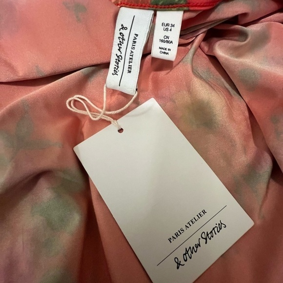 NWT & OTHER STORIES Orange Floral Midi Dress - Picture 9 of 12